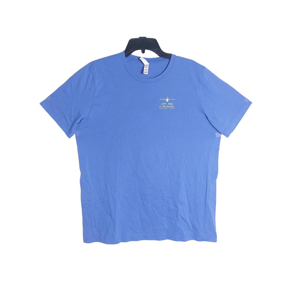 Bella Canvas T Shirt Blue Airplane Graphic Crew Neck Short Sleeve Casual Mens XL
